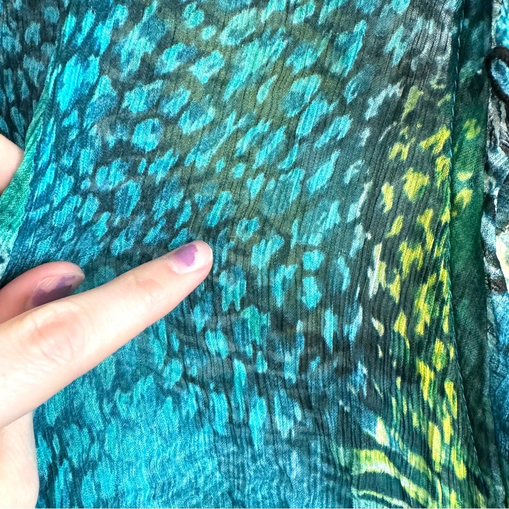 Joseph Ribkoff Women's Size 14 Front Tie Cardigan Sheer Animal Print Y2K Fairy - Picture 8 of 13